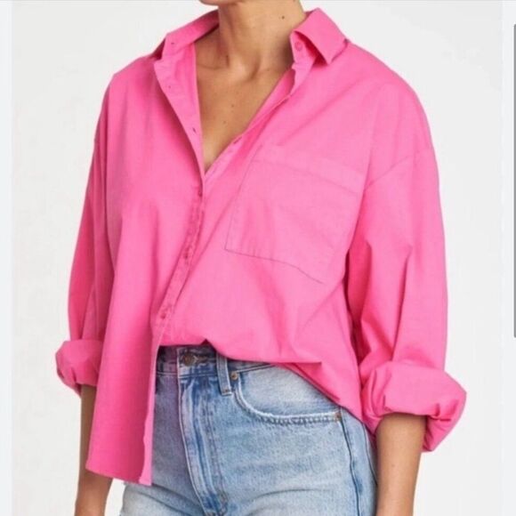 Pistola Sloane Oversized Button Up Shirt Pink - Picture 1 of 10